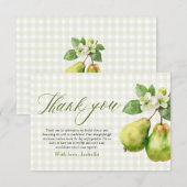 Modern Green Gingham Perfect Pair Bridal Shower サンキューカード (正面/裏面)