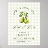 Modern Green Gingham Perfect Pair Bridal Shower ポスター (正面)