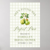 Modern Green Gingham Perfect Pair Bridal Shower ポスター (正面)