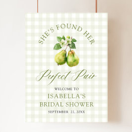Modern Green Gingham Perfect Pair Bridal Shower ポスター