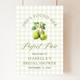 Modern Green Gingham Perfect Pair Bridal Shower ポスター