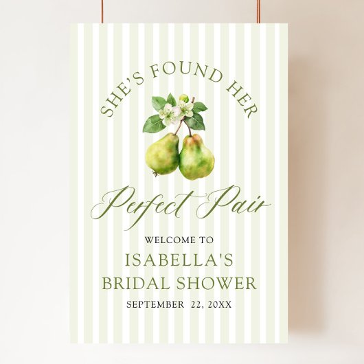 Modern Green Gingham Perfect Pair Bridal Shower ポスター