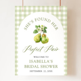 Modern Green Gingham Perfect Pair Bridal Shower ポスター