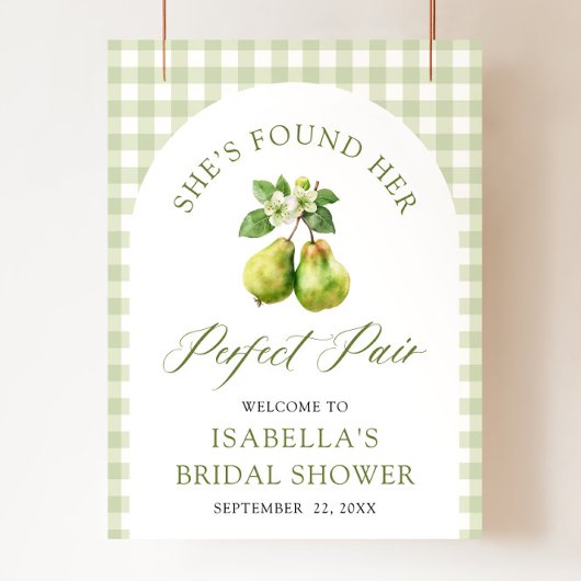 Modern Green Gingham Perfect Pair Bridal Shower ポスター