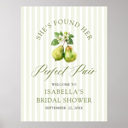 Modern Green Gingham Perfect Pair Bridal Shower ポスター (正面)