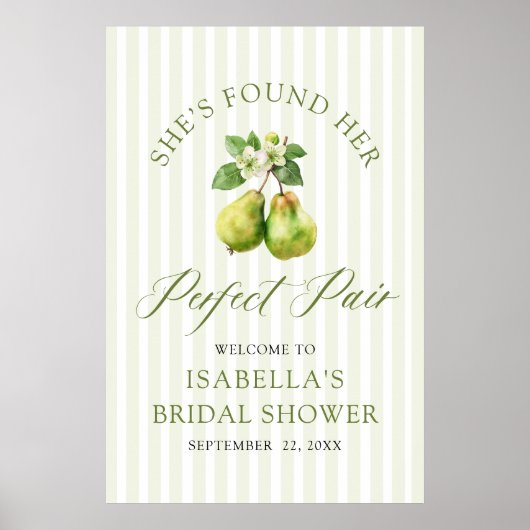 Modern Green Gingham Perfect Pair Bridal Shower ポスター (正面)