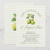 Modern Green Gingham Perfect Pair Bridal Shower 招待状 (正面/裏面)