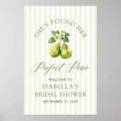 Modern Green Gingham Perfect Pear Bridal Shower ポスター (正面)