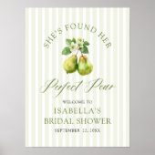 Modern Green Gingham Perfect Pear Bridal Shower ポスター (正面)