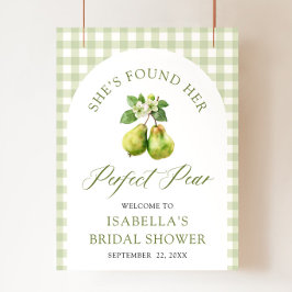 Modern Green Gingham Perfect Pear Bridal Shower ポスター