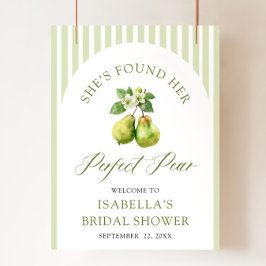 Modern Green Gingham Perfect Pear Bridal Shower ポスター