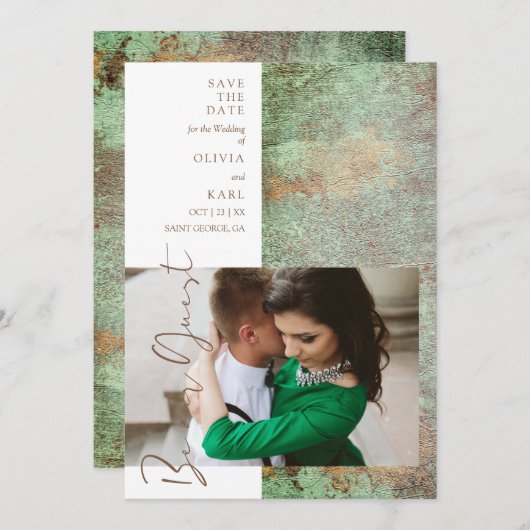 Modern Green Gold Be Our Guest Photo Couple (正面/裏面)