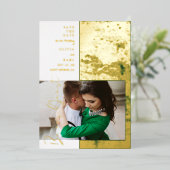 Modern Green Gold Be Our Guest Photo Couple 箔招待状 (立ち正面)