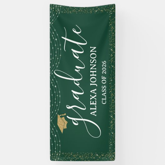 Modern Green & Gold Class Of 2026 Graduate 横断幕 (縦)