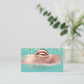 Modern Green Gold Confetti, Brush Stroke Lips 名刺 (スタンド正面)