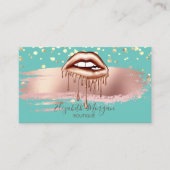 Modern Green Gold Confetti, Brush Stroke Lips 名刺 (正面)