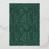 Modern Green & Gold Hand Drawn Wedding 箔招待状 (裏面)