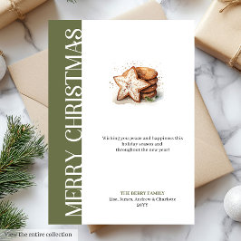 Modern Green Gold Holiday Greetings Digital Card シーズンカード