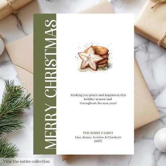 Modern Green Gold Holiday Greetings Digital Card シーズンカード