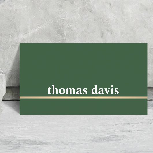 Modern Green Golden Line Bold Consultant 名刺