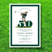 Modern Green Golf 50th Birthday 招待状