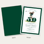 Modern Green Golf 50th Birthday 招待状