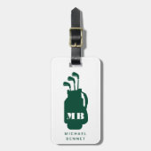 Modern Green Golf Sport Monogram ラゲッジタグ (正面縦)