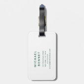 Modern Green Golf Sport Monogram ラゲッジタグ (裏面縦)