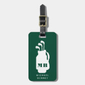 Modern Green Golf Sport Monogrammed ラゲッジタグ (正面縦)