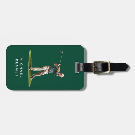 Modern Green Golfer Sport ラゲッジタグ (正面横)