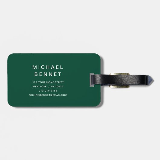 Modern Green Golfer Sport Monogram ラゲッジタグ (裏面横)