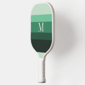 Modern Green Gradient Striped Monogram ピックルボールラケット (左)