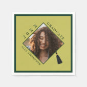 Modern Green Graduation Cap Photo スタンダードカクテルナプキン (正面)
