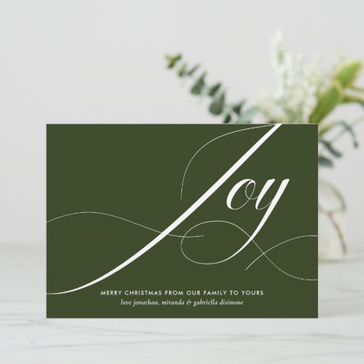Modern Green Joy Script Christmas シーズンカード (スタンド正面)