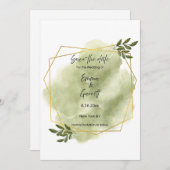 Modern Green Leaf Save the Date 招待状 (正面/裏面)