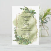 Modern Green Leaf Wedding Invitation 招待状 (スタンド正面)