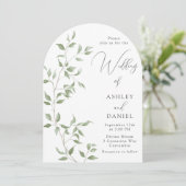 Modern Green Leaves Elegant Wedding 招待状 (スタンド正面)