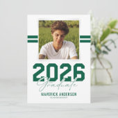 Modern Green Masculine Photo Graduation 案内状 (スタンド正面)
