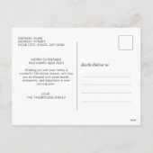 Modern Green Merry Christmas Heart Script Photo シーズンポストカード (裏面)