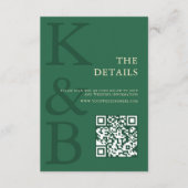 Modern Green Monogram Minimalist Wedding エンクロージャーカード (正面)
