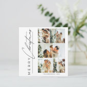 Modern Green Multi Photo Merry Christmas Script シーズンカード (スタンド正面)