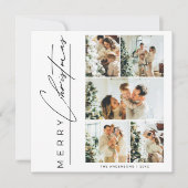 Modern Green Multi Photo Merry Christmas Script シーズンカード (正面)