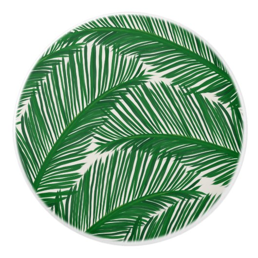 Modern Green Palm Leaf Tropical Pattern セラミックノブ (正面)