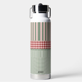 Modern Green Pattern Personalized Water Bottle ウォーターボトル