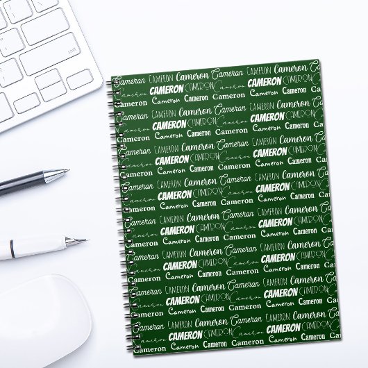 Modern Green Personalized Name Collage ノートブック