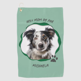 Modern Green Photo Pet Dog Best Mom  ゴルフタオル