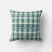Modern Green Plaid Pattern with Geometric Line クッション (裏面)