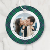 Modern Green Plaid Photo Christmas フェイバータグ (裏面)