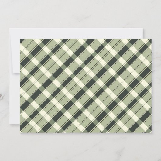 Modern Green Plaid Script Photo Happy Holidays シーズンカード (裏面)