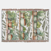 Modern Green Plant Shelf Reading スローブランケット (正面)